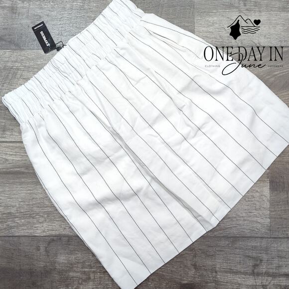 Express Comfort Waist Striped Linen Mini Skirt Size S - Picture 5 of 5